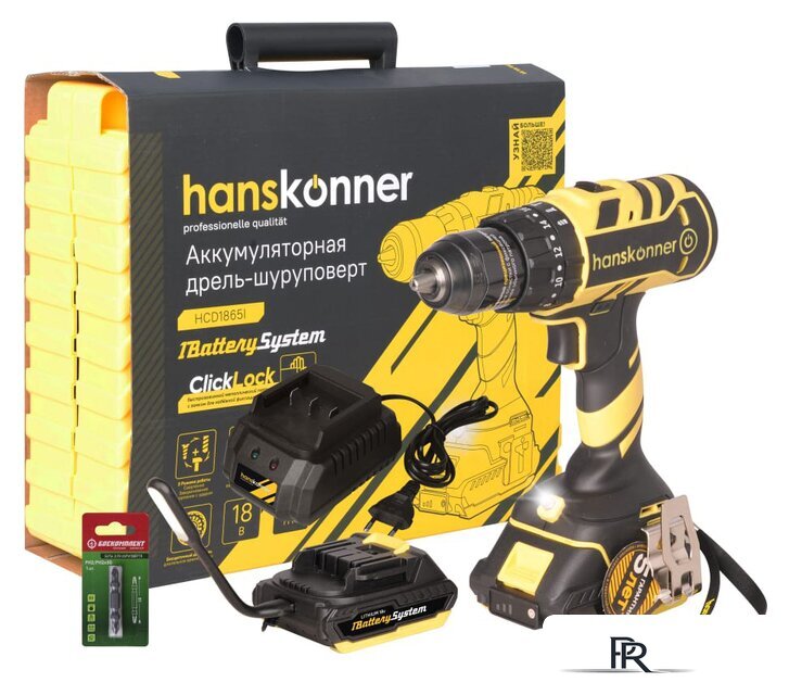 Ударная дрель-шуруповерт Hanskonner HCD1865I (с 2-мя АКБ, кейс) - Изображение №1 — Интернет-магазин ПроЗаказ