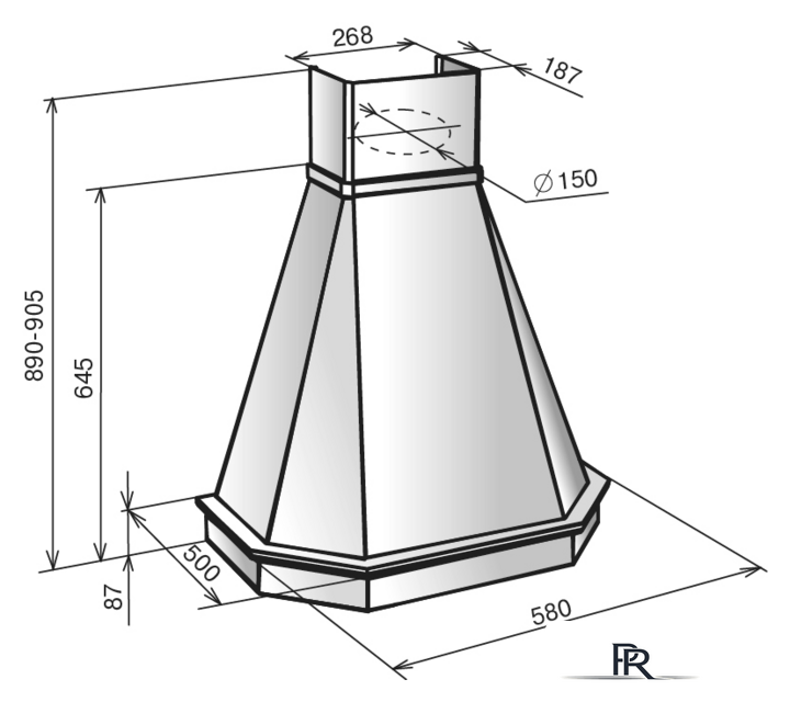 Кухонная вытяжка Elikor Камин Грань 90П-650-П3Л (бежевый/дуб неокрашенный) (840772) - Изображение №2 — Интернет-магазин ПроЗаказ