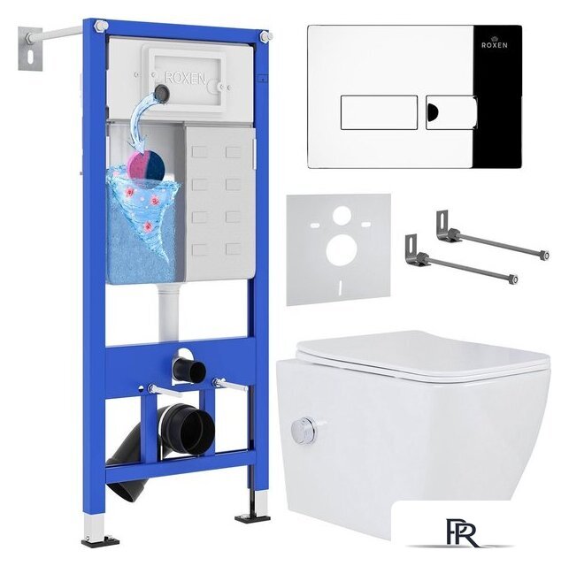 Унитаз подвесной Roxen Cube Bidet One Rimless 6 в 1 StounFix Dual Fresh 596716 (кнопка: хром) - Изображение №1 — Интернет-магазин ПроЗаказ