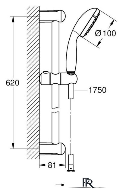 Душевой гарнитур  Grohe Tempesta 100 27924001 - Изображение №2 — Интернет-магазин ПроЗаказ