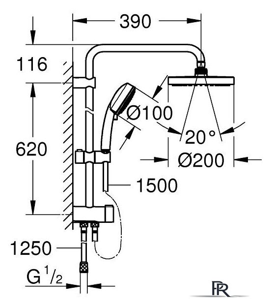 Душевая система  Grohe New Tempesta Cosmopolitan System 200 27394002 - Изображение №5 — Интернет-магазин ПроЗаказ
