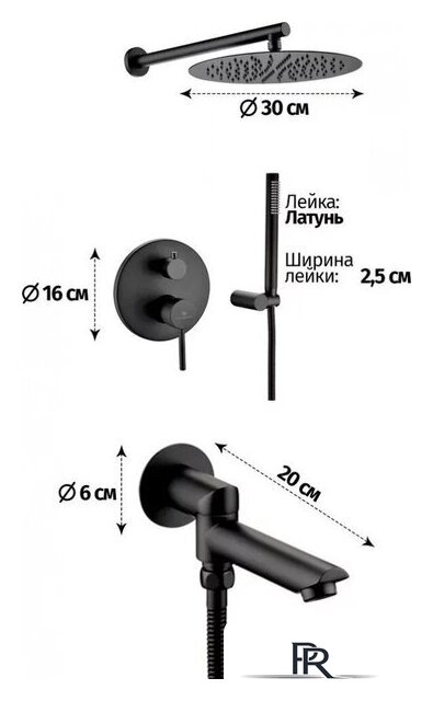 Душевая система  Grocenberg GB5099BL-1 (черный матовый) - Изображение №2 — Интернет-магазин ПроЗаказ