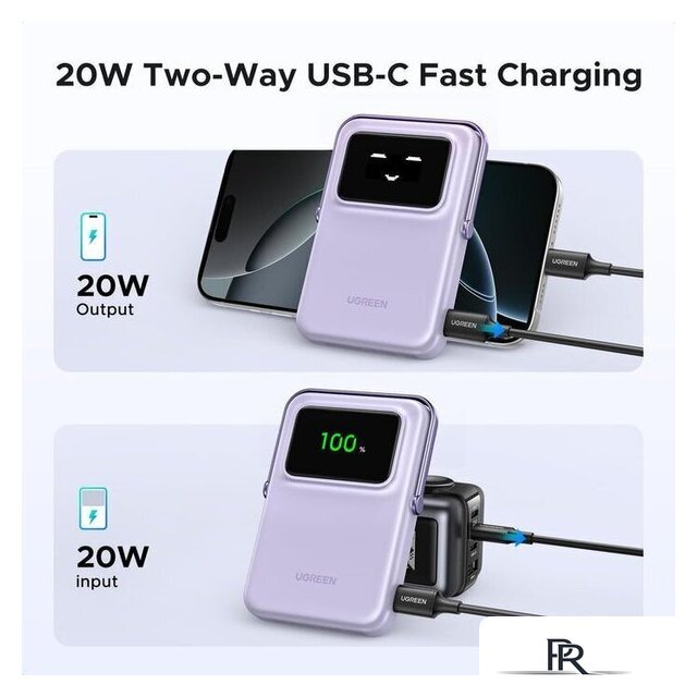 Внешний аккумулятор Ugreen PB764 10000mAh (сиреневый) - Изображение №4 — Интернет-магазин ПроЗаказ