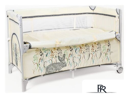 Манеж-кровать Amarobaby Transform Flora AMARO-26TrF/03 (бежевый) - Изображение №1 — Интернет-магазин ПроЗаказ