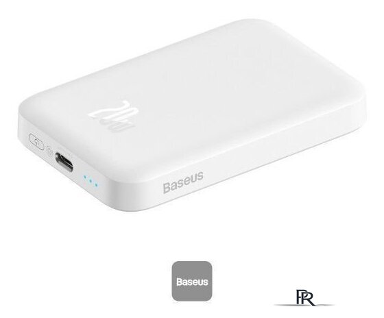 Внешний аккумулятор Baseus Magnetic Mini Wireless Fast Charging Power Bank 20W 6000mAh (белый) - Изображение №4 — Интернет-магазин ПроЗаказ