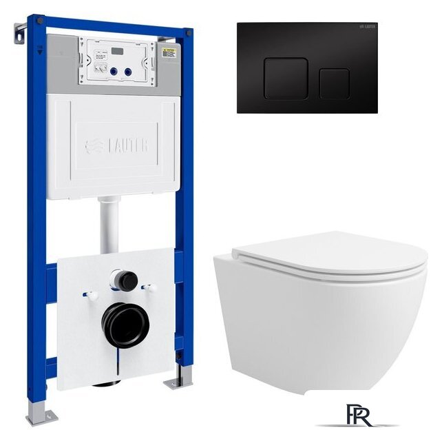 Унитаз подвесной Lauter Vortex 2110830 с кнопкой 219704F (квадратная, черный) - Изображение №1 — Интернет-магазин ПроЗаказ