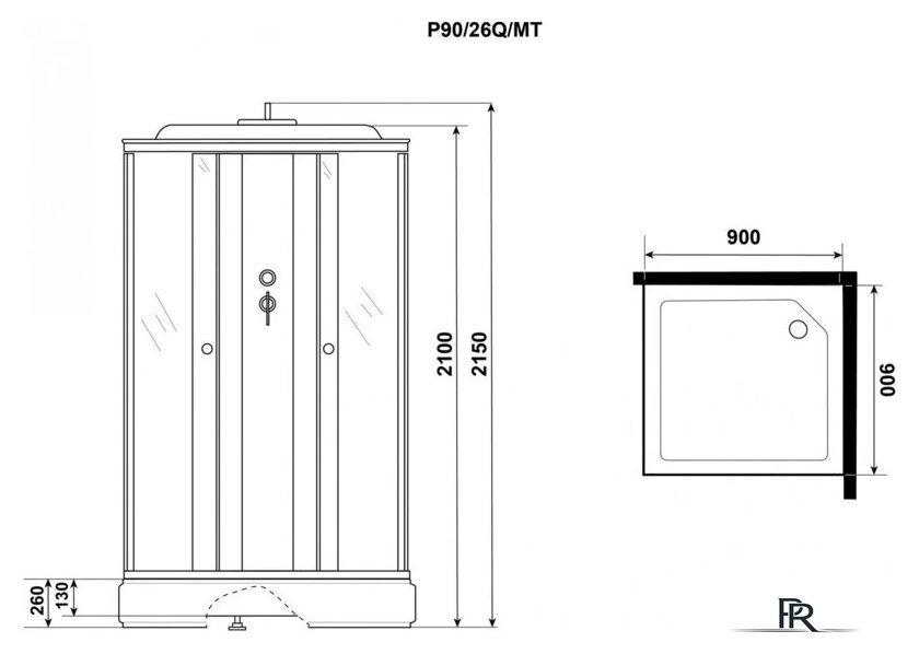 Душевая кабина Niagara Promo P90/26Q/MT 90x90x215 - Изображение №10 — Интернет-магазин ПроЗаказ
