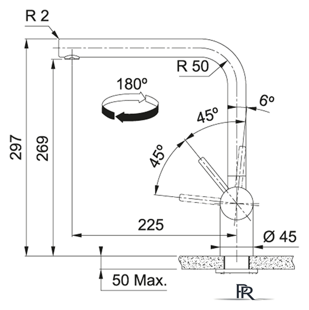 Смеситель Franke Atlas Neo поворотный излив 115.0550.424 (черный/нержавеющая сталь) - Изображение №2 — Интернет-магазин ПроЗаказ