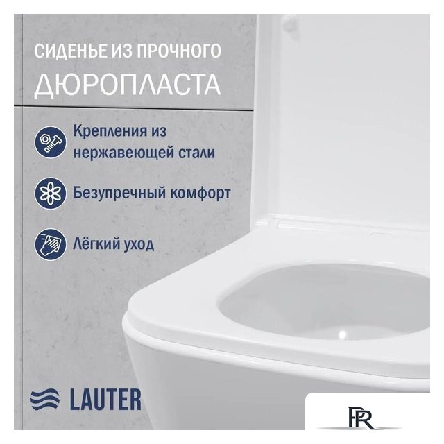 Унитаз подвесной Lauter Nuremberg 21811 + 21901002 (белый, с кнопкой смыва 219704J черный) - Изображение №6 — Интернет-магазин ПроЗаказ