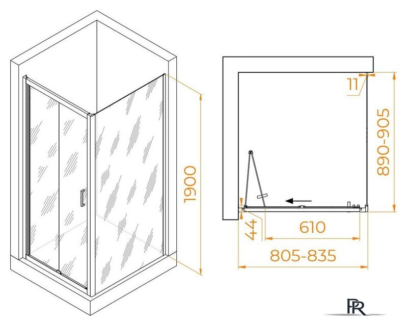 Душевой уголок RGW PA-142B (PA-21B + Z-050-5B) 060814289-14 - Изображение №8 — Интернет-магазин ПроЗаказ