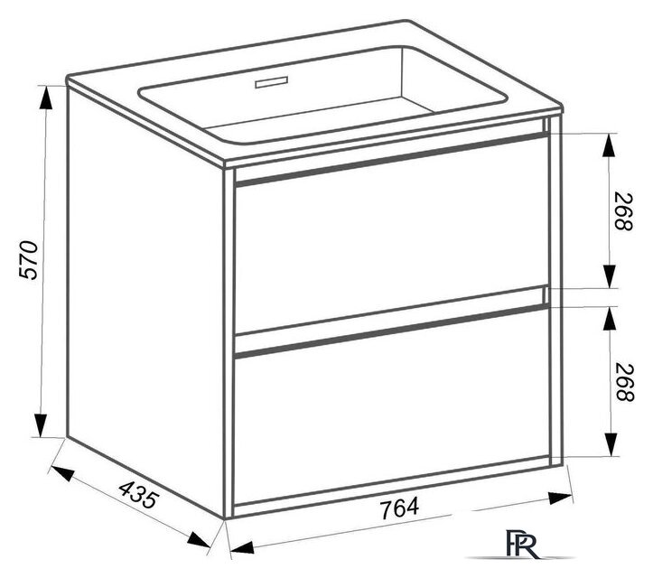  ЗОВ Тумба под умывальник Женева 80 (дуб/черный) - Изображение №2 — Интернет-магазин ПроЗаказ