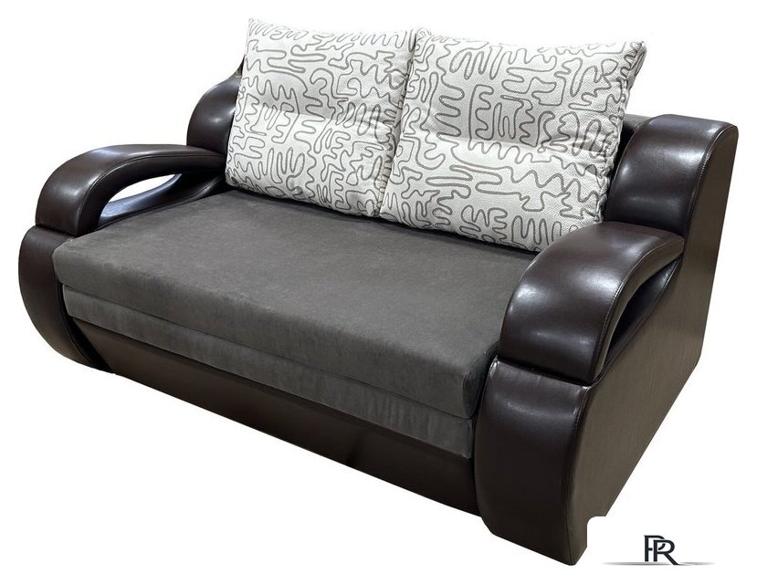 Диван Анмикс Каспер (коричневый велюр/кож.зам т.коричн/принт инкас) - Изображение №1 — Интернет-магазин ПроЗаказ