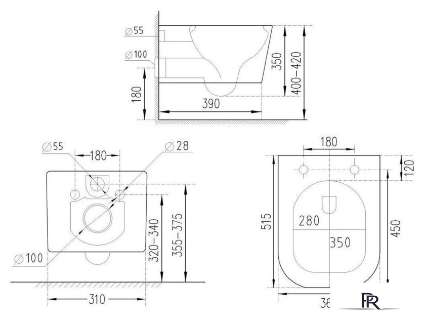 Унитаз подвесной Roxen Cube Bidet One Rimless 6 в 1 StounFix Dual Fresh 608961 (кнопка: матовая) - Изображение №21 — Интернет-магазин ПроЗаказ