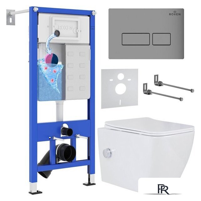Унитаз подвесной Roxen Cube Bidet One Rimless 6 в 1 StounFix Dual Fresh 608961 (кнопка: матовая) - Изображение №1 — Интернет-магазин ПроЗаказ