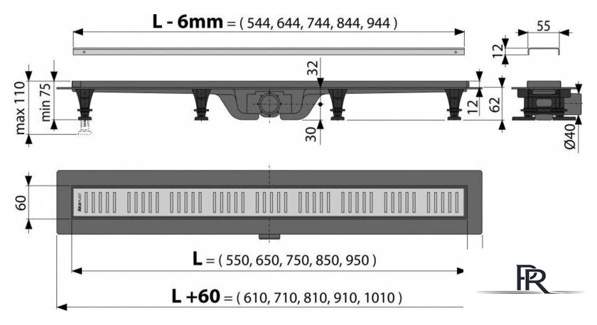 Трап/канал Alcaplast APZ10-950M - Изображение №2 — Интернет-магазин ПроЗаказ
