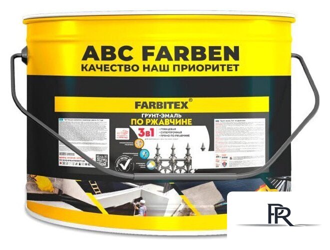 Грунт-эмаль Farbitex По ржавчине 3в1 10 кг (черный) - Изображение №1 — Интернет-магазин ПроЗаказ