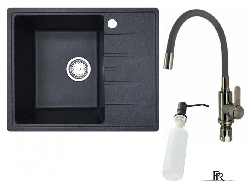 Кухонная мойка БелЭворс Mila L + смеситель W74004-2 + дозатор L405F (черный) - Изображение №1 — Интернет-магазин ПроЗаказ