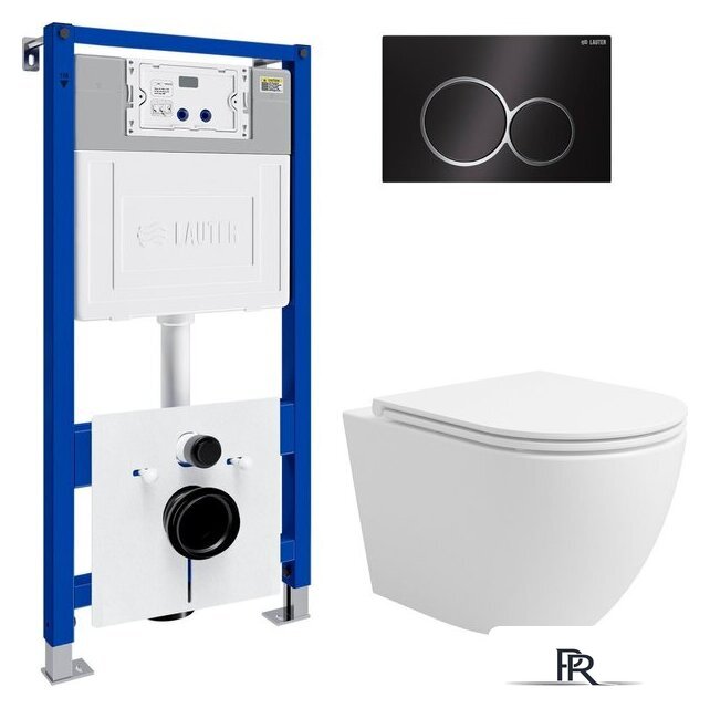 Унитаз подвесной Lauter Vortex 2110830 с кнопкой 219704E (круглая, черный) - Изображение №1 — Интернет-магазин ПроЗаказ