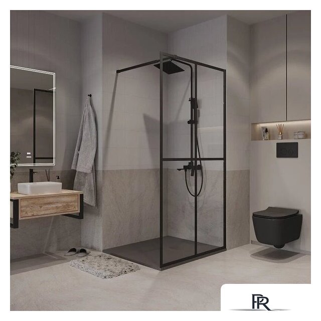 Душевая стенка Niagara NG-686-12BLACK 120x195 (черный матовый/прозрачное стекло) - Изображение №4 — Интернет-магазин ПроЗаказ