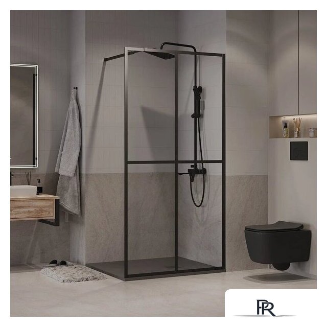 Душевая стенка Niagara NG-686-12BLACK 120x195 (черный матовый/прозрачное стекло) - Изображение №5 — Интернет-магазин ПроЗаказ