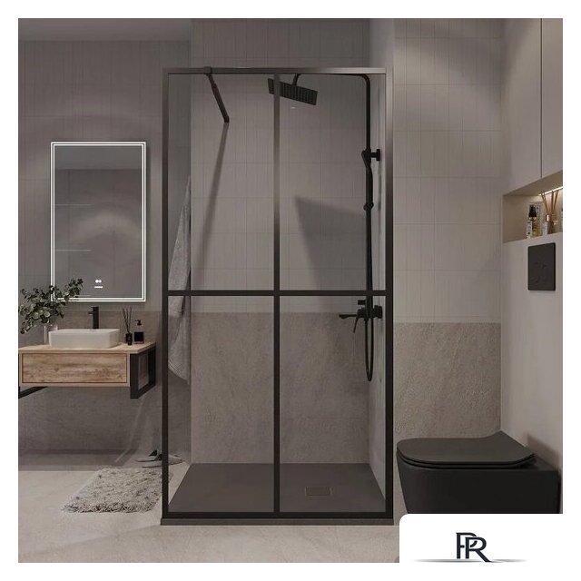 Душевая стенка Niagara NG-686-12BLACK 120x195 (черный матовый/прозрачное стекло) - Изображение №3 — Интернет-магазин ПроЗаказ