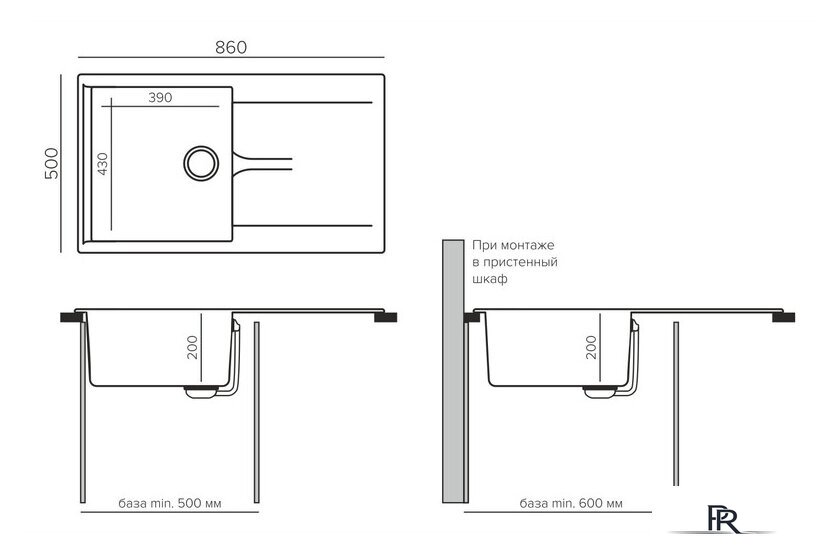 Кухонная мойка Polygran Gals 860 (космос) - Изображение №3 — Интернет-магазин ПроЗаказ
