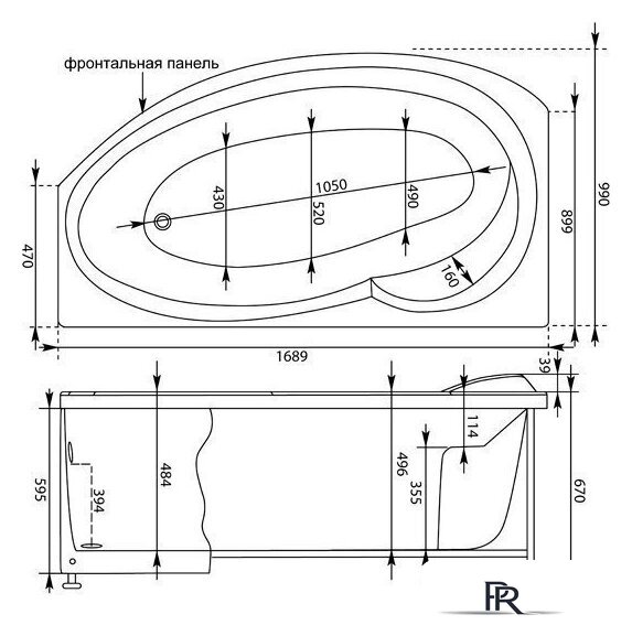 Ванна Aquanet Jersey 170x90 L (с каркасом) - Изображение №9 — Интернет-магазин ПроЗаказ