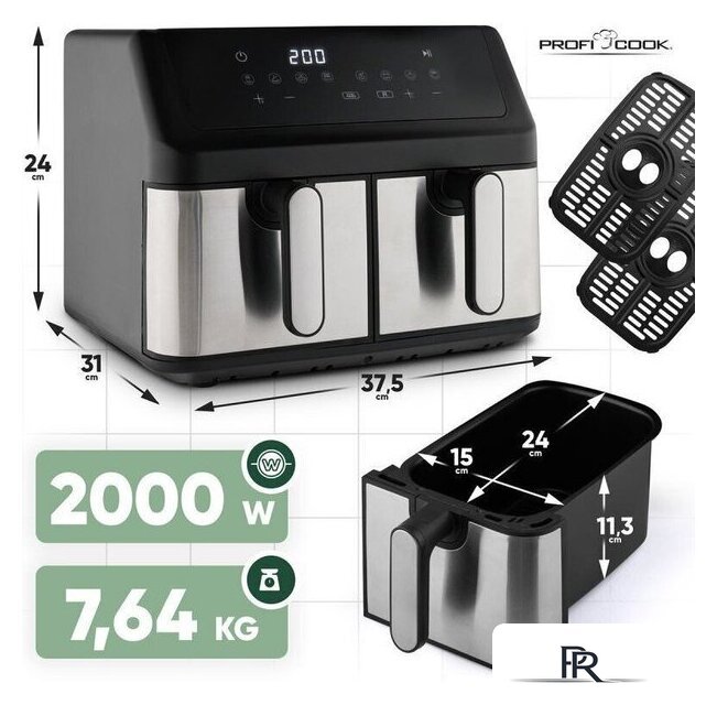 Аэрогриль (аэрофритюрница) ProfiCook PC-FR1296H-Inox - Изображение №4 — Интернет-магазин ПроЗаказ