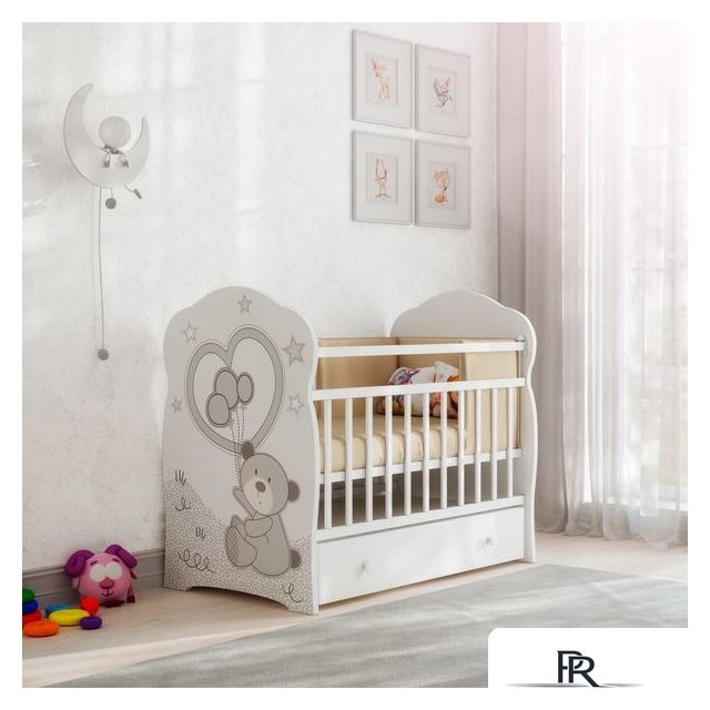 Классическая детская кроватка VDK Toby маятник и ящик (белый) - Изображение №3 — Интернет-магазин ПроЗаказ