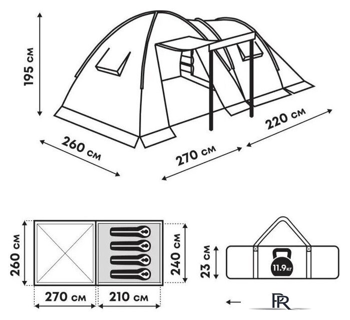 Кемпинговая палатка RSP Outdoors House 4 - Изображение №16 — Интернет-магазин ПроЗаказ