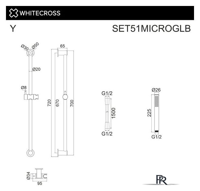 Душевой гарнитур  Whitecross SET51MICROGLB (брашированное золото) - Изображение №2 — Интернет-магазин ПроЗаказ