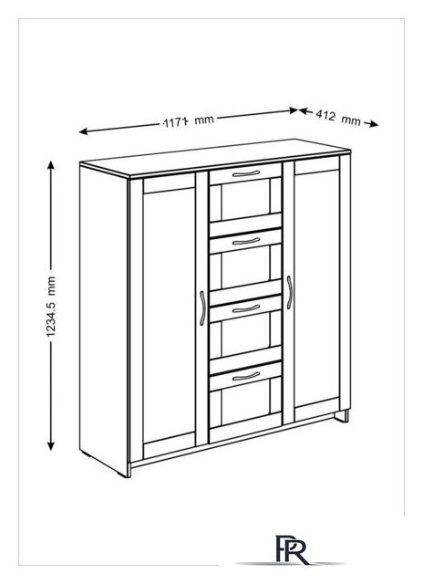 Тумба Mio Tesoro Сириус 2 двери и 4 ящика 117x123 2.02.03.350.1 (белый) - Изображение №5 — Интернет-магазин ПроЗаказ