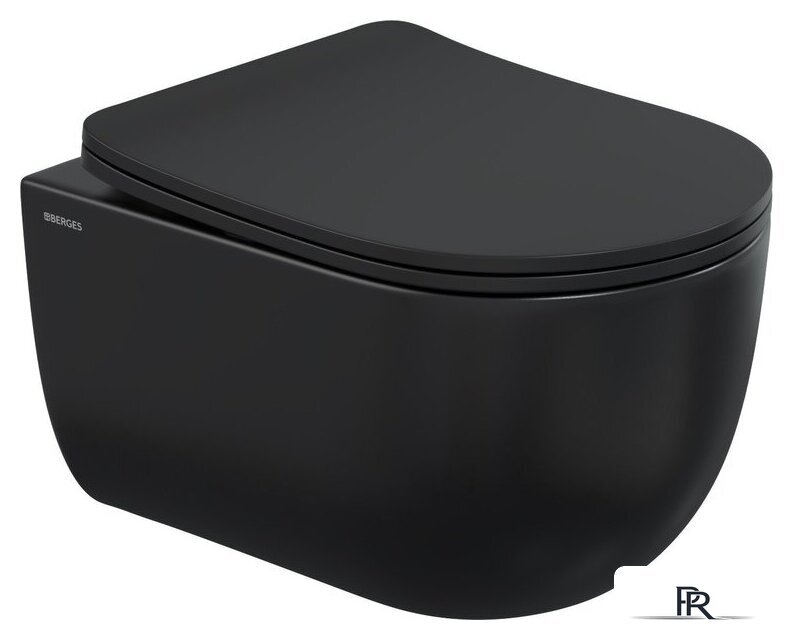Унитаз подвесной Berges Wasserhaus Ventas Black Rimless + АТОМ 410 AT-043343 (с сиденьем) - Изображение №2 — Интернет-магазин ПроЗаказ