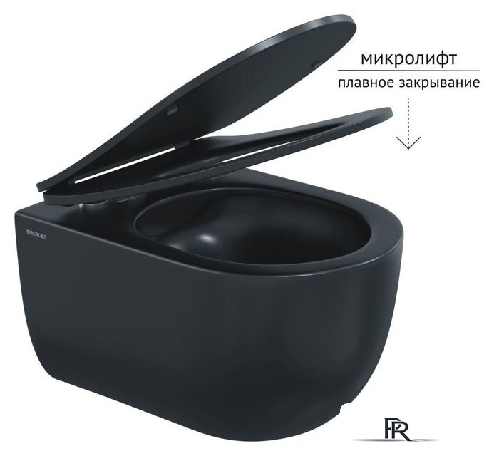 Унитаз подвесной Berges Wasserhaus Ventas Black Rimless + АТОМ 410 AT-043343 (с сиденьем) - Изображение №6 — Интернет-магазин ПроЗаказ