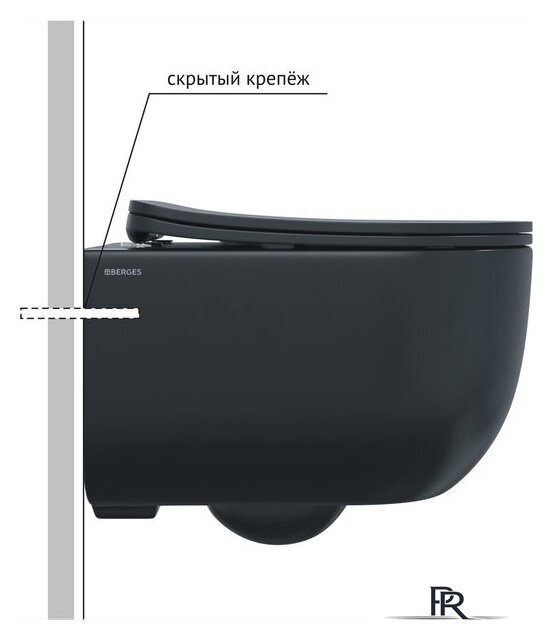 Унитаз подвесной Berges Wasserhaus Ventas Black Rimless + АТОМ 410 AT-043343 (с сиденьем) - Изображение №5 — Интернет-магазин ПроЗаказ
