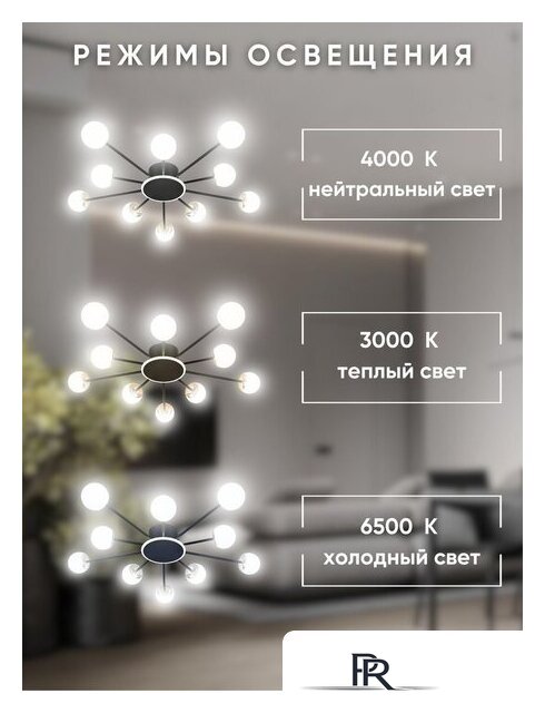 Припотолочная люстра Aitin Pro L73058/10C (черный/хром) - Изображение №8 — Интернет-магазин ПроЗаказ