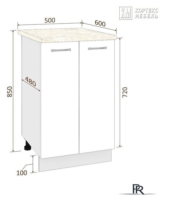 Шкаф напольный Кортекс-мебель Корнелия Лира НШ50р (дуб сонома/королевский опал) - Изображение №3 — Интернет-магазин ПроЗаказ