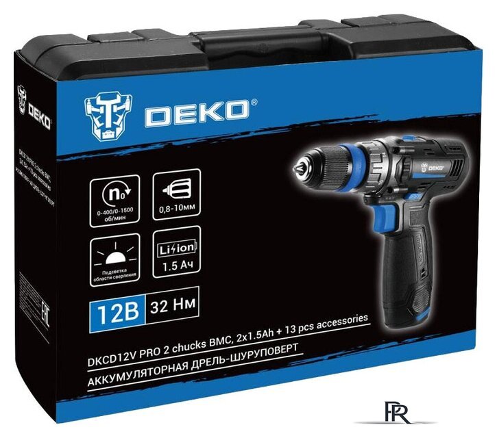 Дрель-шуруповерт Deko DKCD12V PRO 083-1004 (с 2-мя АКБ 1.5Ач, кейс) - Изображение №6 — Интернет-магазин ПроЗаказ