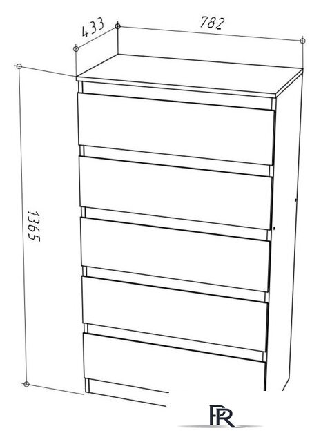 Комод НК-Мебель Stern Т-8 5-я 72676287 (16 мм, дуб вотан) - Изображение №5 — Интернет-магазин ПроЗаказ