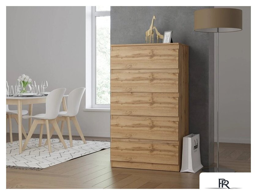 Комод НК-Мебель Stern Т-8 5-я 72676287 (16 мм, дуб вотан) - Изображение №4 — Интернет-магазин ПроЗаказ