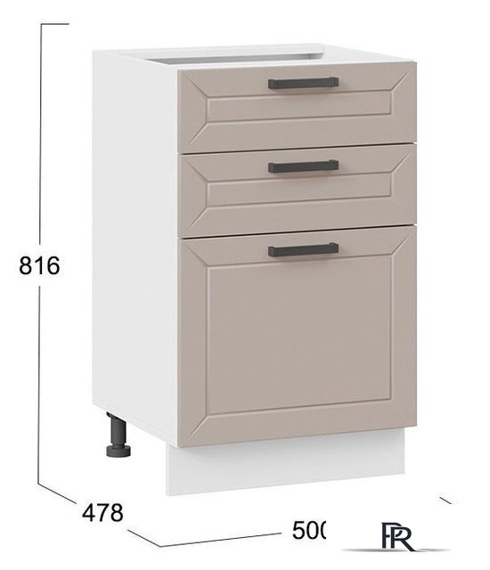 Шкаф напольный Трия Лорас 1Н5Я3 (белый/холст латте) - Изображение №3 — Интернет-магазин ПроЗаказ