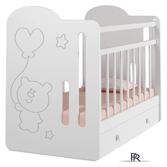 Классическая детская кроватка VDK Sweet Bear маятник-ящик (белый) - Изображение №1 — Интернет-магазин ПроЗаказ