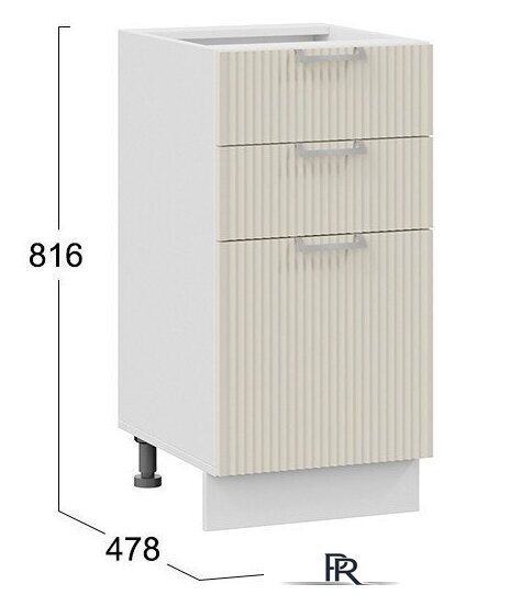 Шкаф напольный Трия Кимберли 1Н4Я3 (белый/крем) - Изображение №3 — Интернет-магазин ПроЗаказ