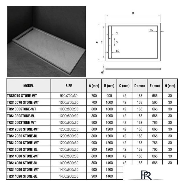 Душевой поддон WeltWasser TRS 12090 Stone-BL 120x90 - Изображение №2 — Интернет-магазин ПроЗаказ