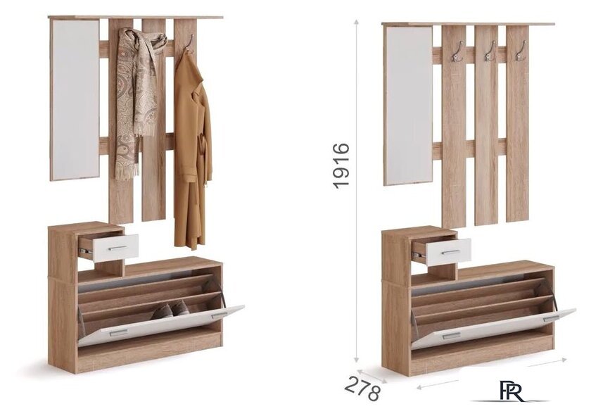 Стенка Империал Интер в прихожую (дуб сонома/белый) - Изображение №3 — Интернет-магазин ПроЗаказ