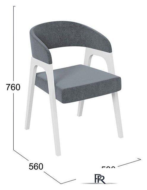 Стул с подлокотниками Трия Техас (графит №219 Велюр Jercy graphite/белый матовый) - Изображение №4 — Интернет-магазин ПроЗаказ