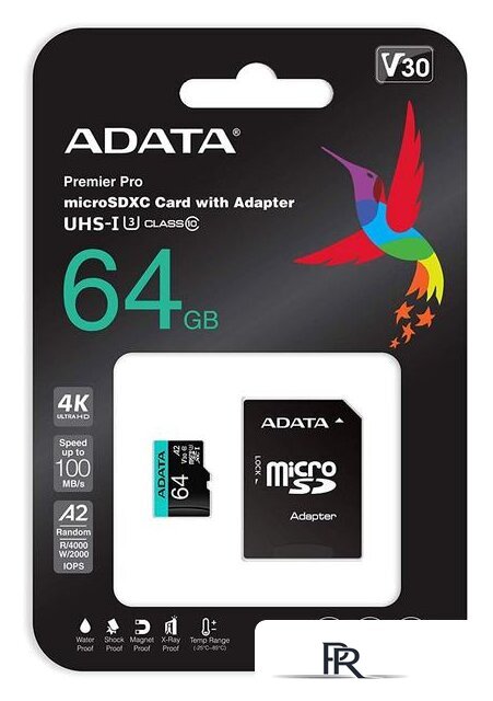 Карта памяти ADATA Premier Pro AUSDX64GUI3V30SA2-RA1 microSDXC 64GB (с адаптером) - Изображение №4 — Интернет-магазин ПроЗаказ