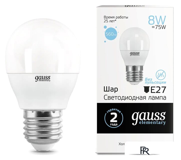 Светодиодная лампочка Gauss Elementary 8W 560lm 6500K Е27 53238 - Изображение №1 — Интернет-магазин ПроЗаказ