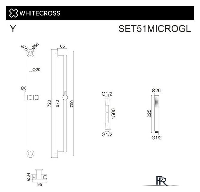 Душевой гарнитур  Whitecross SET51MICROGL (золото) - Изображение №2 — Интернет-магазин ПроЗаказ