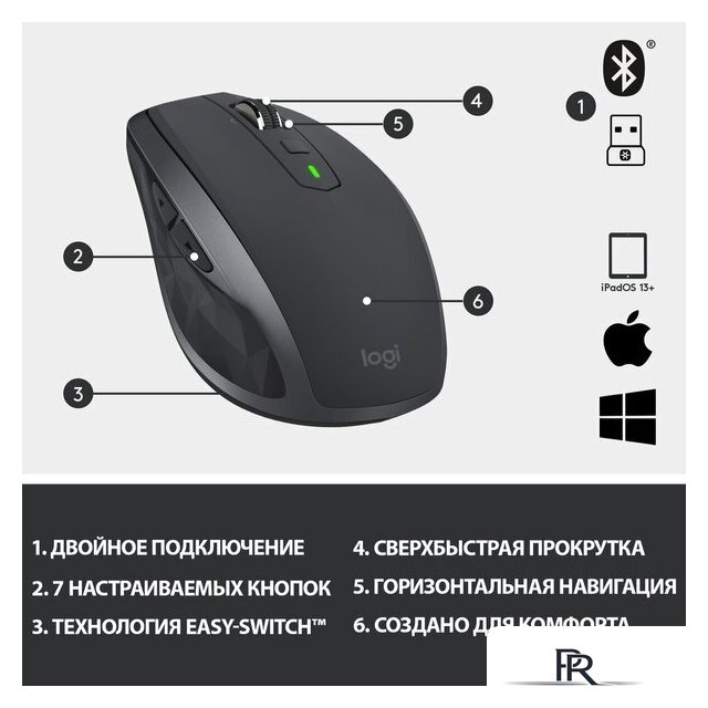 Мышь Logitech MX Anywhere 2S (графитовый) - Изображение №6 — Интернет-магазин ПроЗаказ